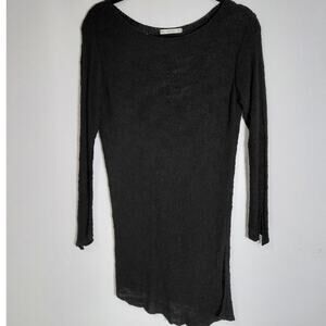 ZARA KNIT Black Long Sleeve Top Solid Crew Neck Women Size S